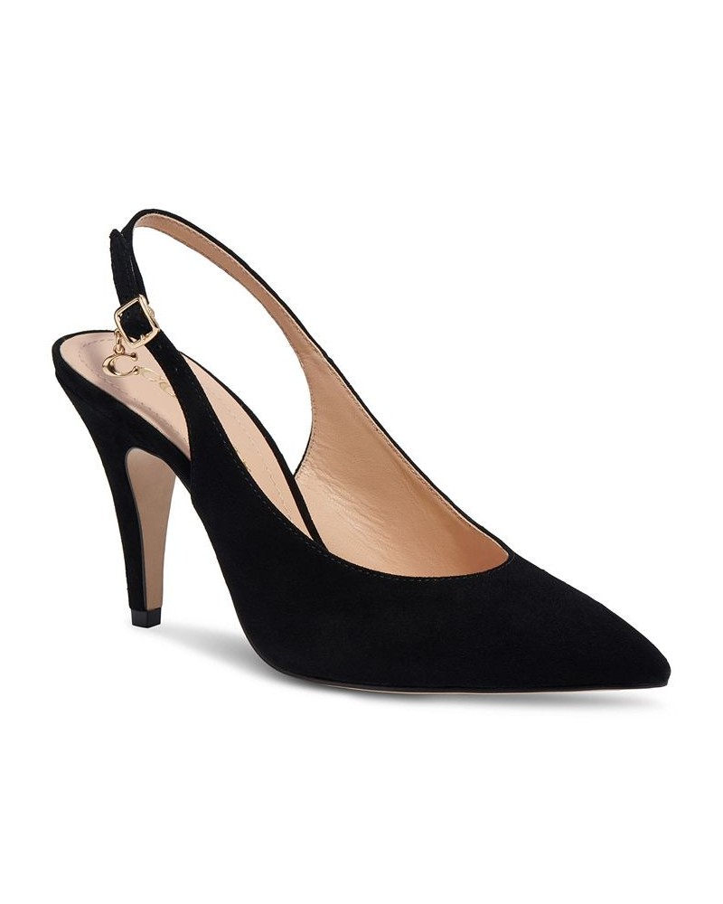 Women's Sutton Pointed-Toe Slingback Pumps Black $53.65 Shoes