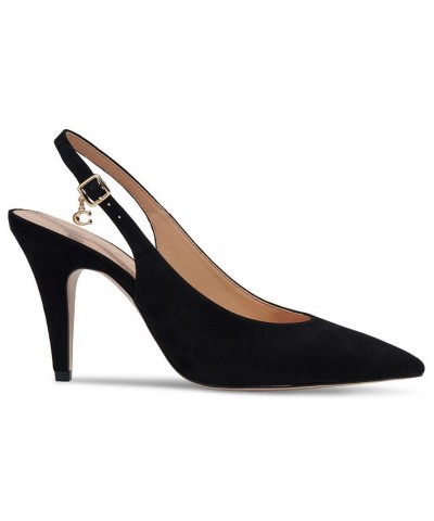 Women's Sutton Pointed-Toe Slingback Pumps Black $53.65 Shoes