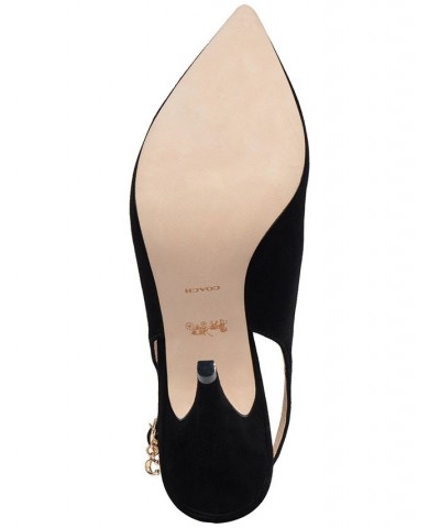 Women's Sutton Pointed-Toe Slingback Pumps Black $53.65 Shoes