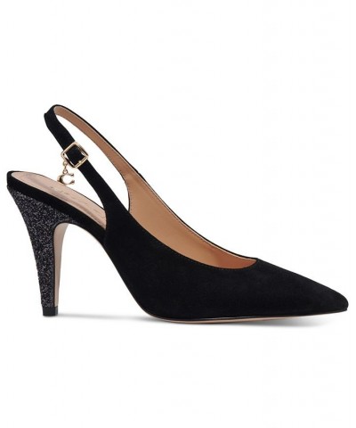 Women's Sutton Pointed-Toe Slingback Pumps Black $53.65 Shoes