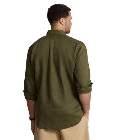 Men's Big & Tall Classic-Fit Linen Shirt Green $53.28 Shirts