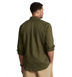 Men's Big & Tall Classic-Fit Linen Shirt Green $53.28 Shirts