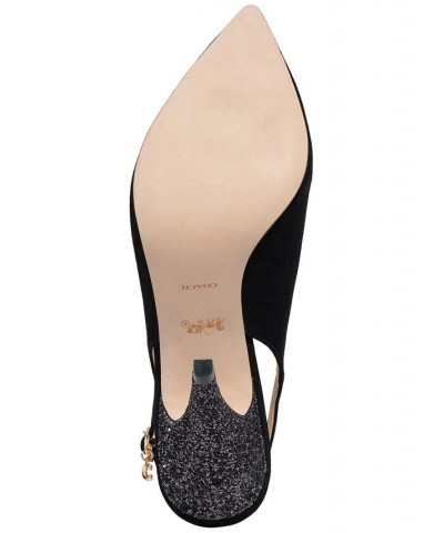 Women's Sutton Pointed-Toe Slingback Pumps Black $53.65 Shoes