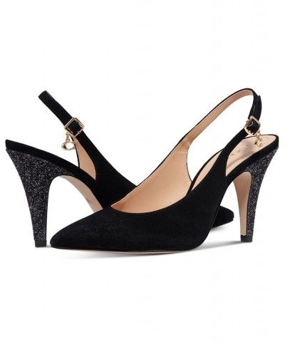 Women's Sutton Pointed-Toe Slingback Pumps Black $53.65 Shoes