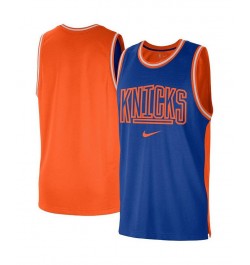 Men's Blue and Orange New York Knicks Courtside Versus Force Split DNA Performance Mesh Tank Top $26.50 T-Shirts