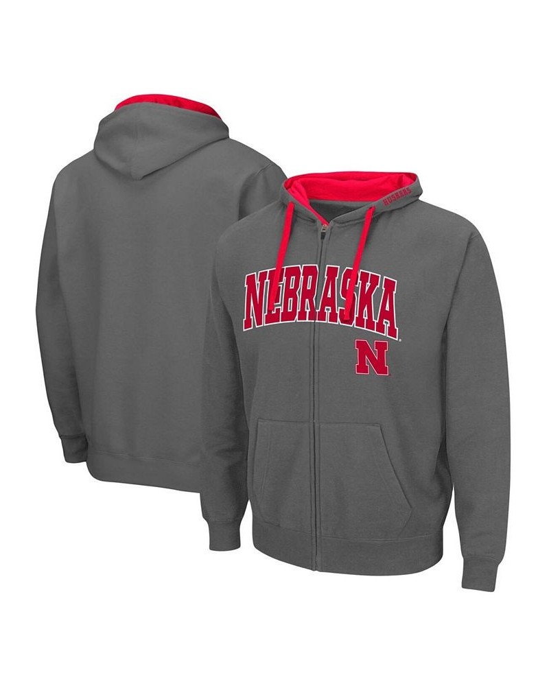 Men's Charcoal Nebraska Huskers Arch Logo 2.0 Full-Zip Hoodie $26.95 Sweatshirt