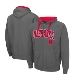 Men's Charcoal Nebraska Huskers Arch Logo 2.0 Full-Zip Hoodie $26.95 Sweatshirt