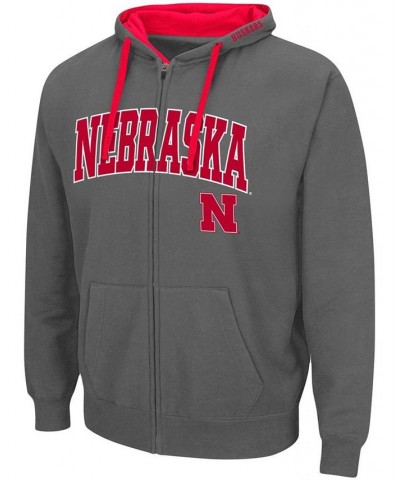 Men's Charcoal Nebraska Huskers Arch Logo 2.0 Full-Zip Hoodie $26.95 Sweatshirt