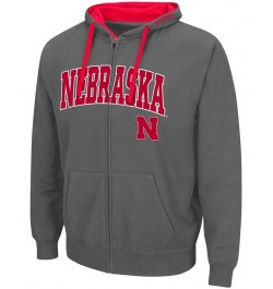 Men's Charcoal Nebraska Huskers Arch Logo 2.0 Full-Zip Hoodie $26.95 Sweatshirt