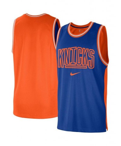 Men's Blue and Orange New York Knicks Courtside Versus Force Split DNA Performance Mesh Tank Top $26.50 T-Shirts