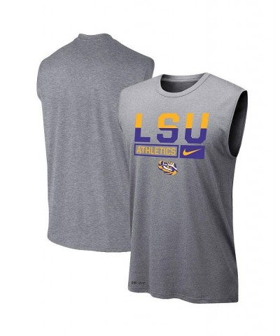 Men's Heathered Gray LSU Tigers Wordmark Drop Legend Performance Tank Top $24.50 T-Shirts