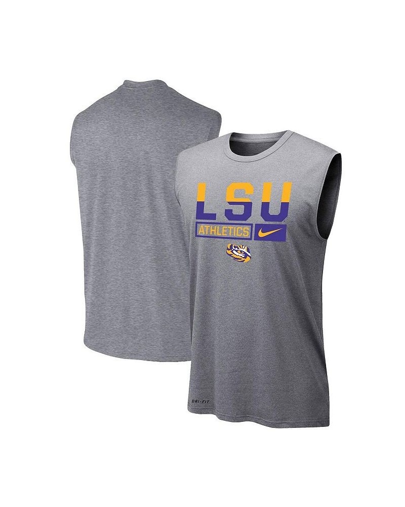 Men's Heathered Gray LSU Tigers Wordmark Drop Legend Performance Tank Top $24.50 T-Shirts