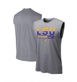 Men's Heathered Gray LSU Tigers Wordmark Drop Legend Performance Tank Top $24.50 T-Shirts