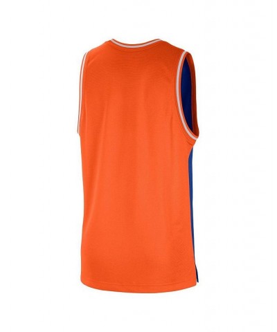 Men's Blue and Orange New York Knicks Courtside Versus Force Split DNA Performance Mesh Tank Top $26.50 T-Shirts