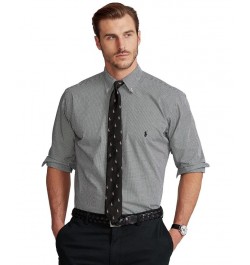 Men's Big & Tall Classic-Fit Poplin Shirt Black/white Check $49.95 Shirts