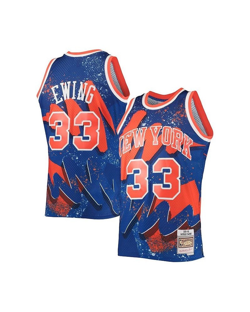 Men's Patrick Ewing Blue New York Knicks Hardwood Classics 1991 Hyper Hoops Swingman Jersey $51.24 Jersey