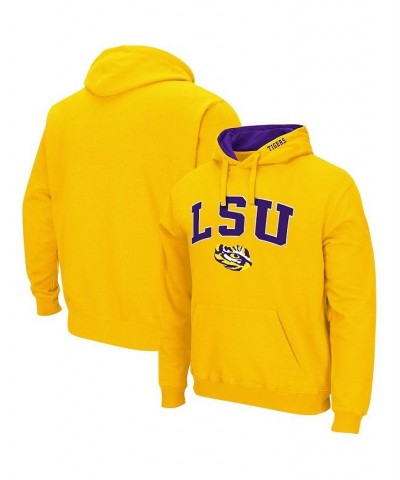 Men's Gold LSU Tigers Arch and Logo 3.0 Pullover Hoodie $29.40 Sweatshirt