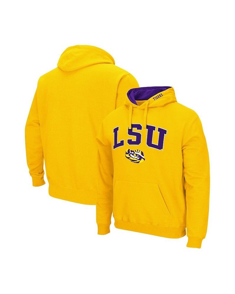 Men's Gold LSU Tigers Arch and Logo 3.0 Pullover Hoodie $29.40 Sweatshirt