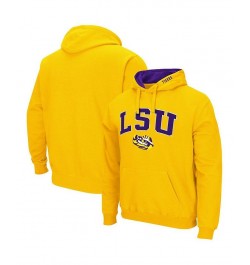 Men's Gold LSU Tigers Arch and Logo 3.0 Pullover Hoodie $29.40 Sweatshirt