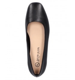 Women's Kimiko Square Toe Flats Black Leather $52.80 Shoes