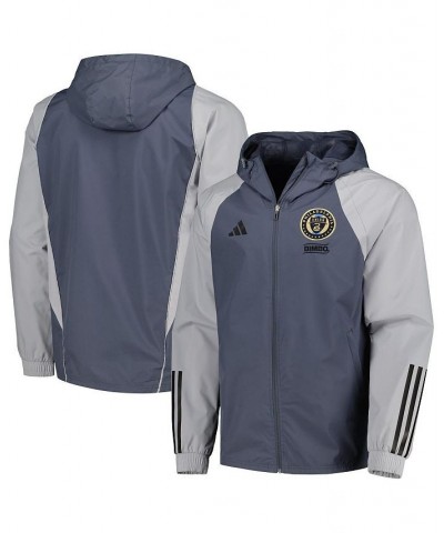 Men's Charcoal Philadelphia Union All-Weather Raglan Hoodie Full-Zip Jacket $46.80 Jackets