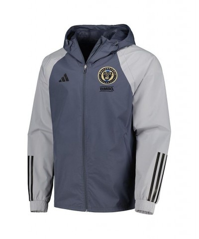 Men's Charcoal Philadelphia Union All-Weather Raglan Hoodie Full-Zip Jacket $46.80 Jackets