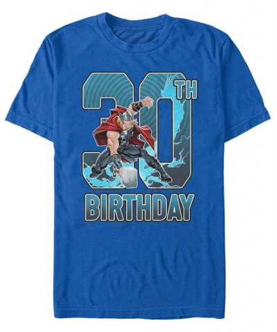 Men's Marvel Thor 30th Birthday Short Sleeve T-Shirt Blue $17.15 T-Shirts