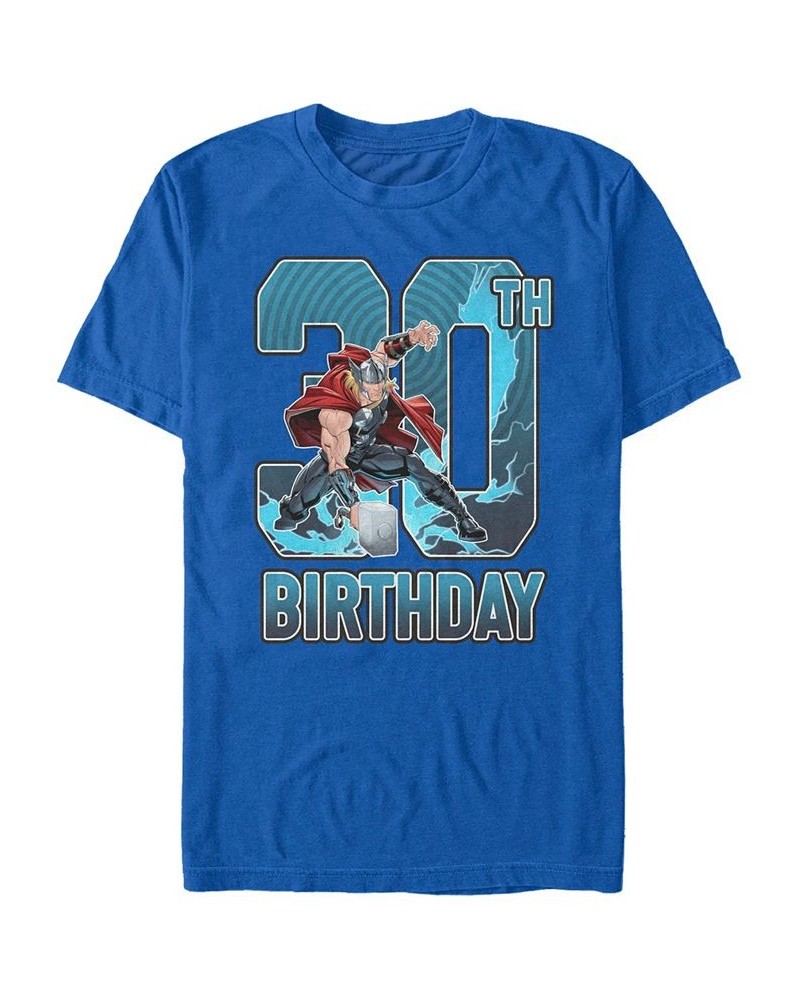 Men's Marvel Thor 30th Birthday Short Sleeve T-Shirt Blue $17.15 T-Shirts