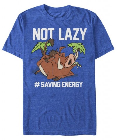 Disney Men's Lion King Pumbaa Not Lazy Short Sleeve T-Shirt Blue $18.89 T-Shirts