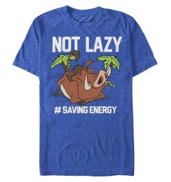 Disney Men's Lion King Pumbaa Not Lazy Short Sleeve T-Shirt Blue $18.89 T-Shirts