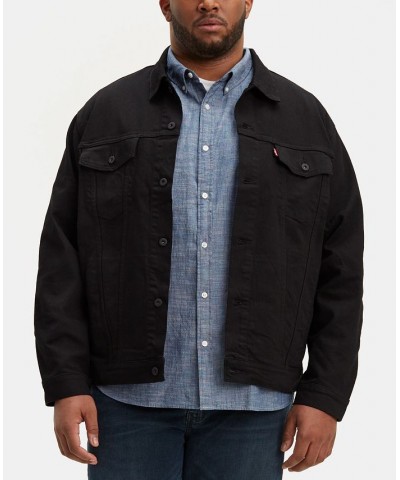 Men's Big & Tall Stretch Denim Trucker Jacket Black $39.60 Jackets