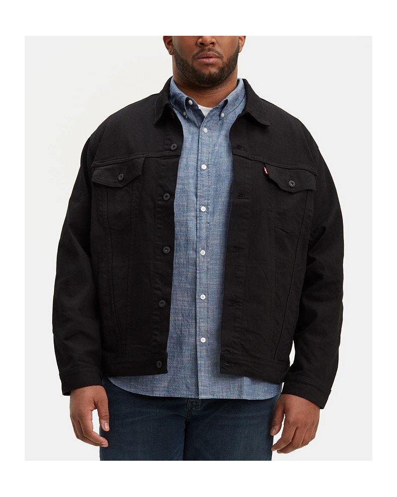 Men's Big & Tall Stretch Denim Trucker Jacket Black $39.60 Jackets