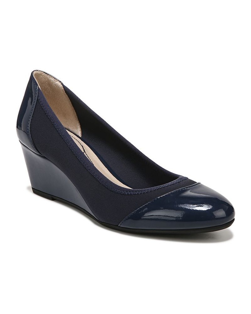 Juliana Stretch Wedge Pumps Blue $43.34 Shoes