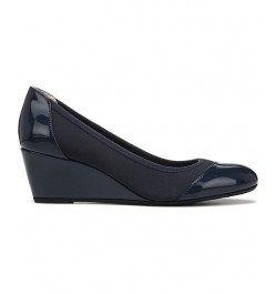 Juliana Stretch Wedge Pumps Blue $43.34 Shoes