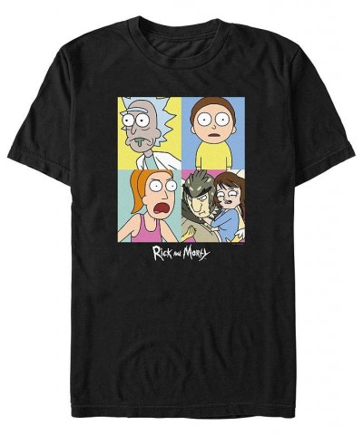 Men's Rick and Morty Color Shift Boxes Short Sleeve T-shirt Black $14.35 T-Shirts