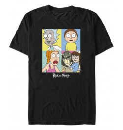 Men's Rick and Morty Color Shift Boxes Short Sleeve T-shirt Black $14.35 T-Shirts