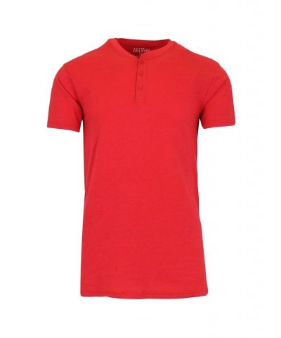 Men's Henley Slub T-shirt Red $16.80 T-Shirts