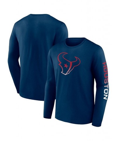 Men's Branded Navy Houston Texans Clear Sign Long Sleeve T-shirt $15.99 T-Shirts