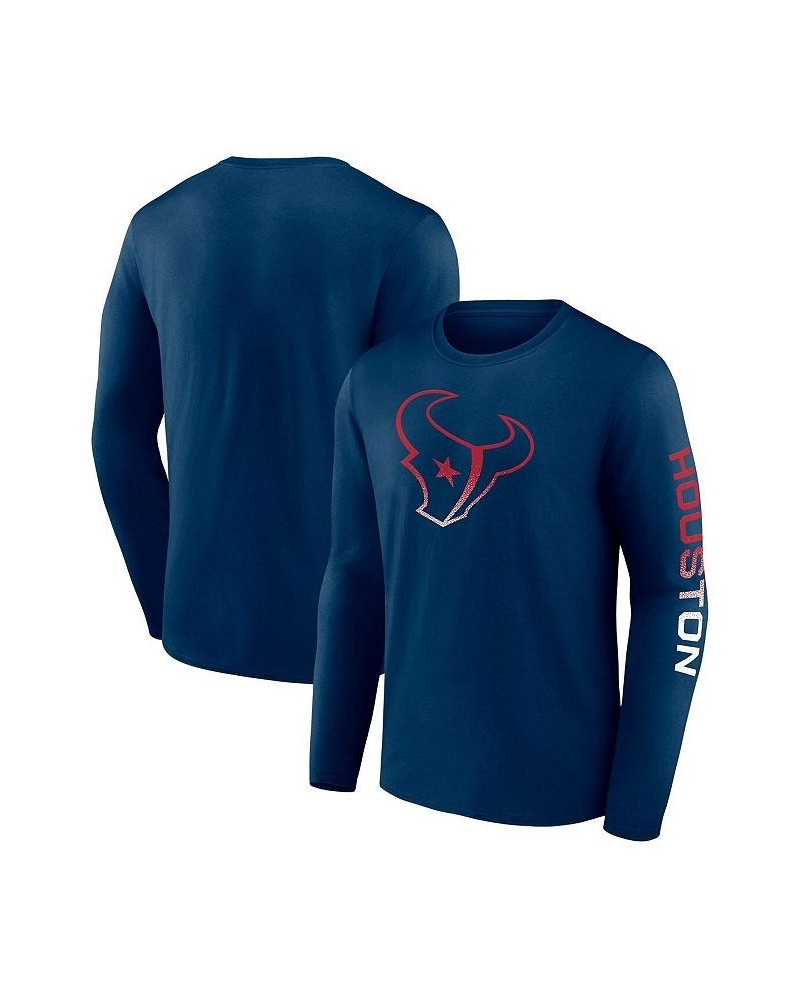 Men's Branded Navy Houston Texans Clear Sign Long Sleeve T-shirt $15.99 T-Shirts