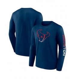 Men's Branded Navy Houston Texans Clear Sign Long Sleeve T-shirt $15.99 T-Shirts