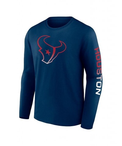 Men's Branded Navy Houston Texans Clear Sign Long Sleeve T-shirt $15.99 T-Shirts