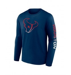 Men's Branded Navy Houston Texans Clear Sign Long Sleeve T-shirt $15.99 T-Shirts