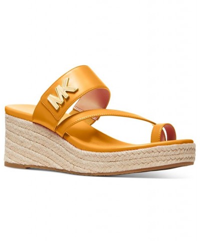 Women's Jilly Espadrille Platform Wedge Slide Sandals Yellow $54.74 Shoes