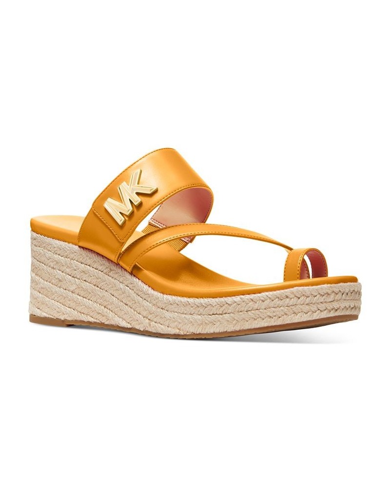 Women's Jilly Espadrille Platform Wedge Slide Sandals Yellow $54.74 Shoes