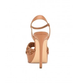 Women's Grecia Stiletto Platform Dress Sandals Tan/Beige $52.32 Shoes