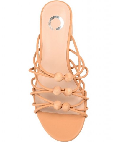 Women's Kennadi Beaded Sandals Tan/Beige $42.75 Shoes