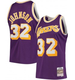 Men's Magic Johnson Purple Los Angeles Lakers 1984-85 Hardwood Classics Swingman Player Jersey $54.39 Jersey