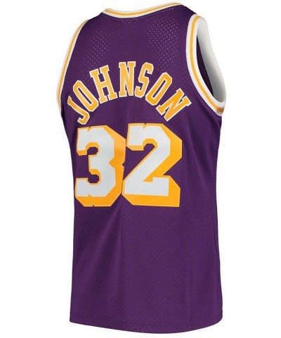 Men's Magic Johnson Purple Los Angeles Lakers 1984-85 Hardwood Classics Swingman Player Jersey $54.39 Jersey