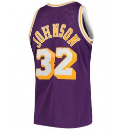 Men's Magic Johnson Purple Los Angeles Lakers 1984-85 Hardwood Classics Swingman Player Jersey $54.39 Jersey