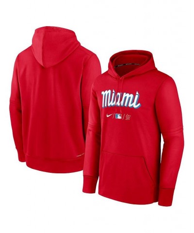 Men's Red Miami Marlins Authentic Collection 2022 City Connect Performance Pullover Hoodie $38.70 Sweatshirt